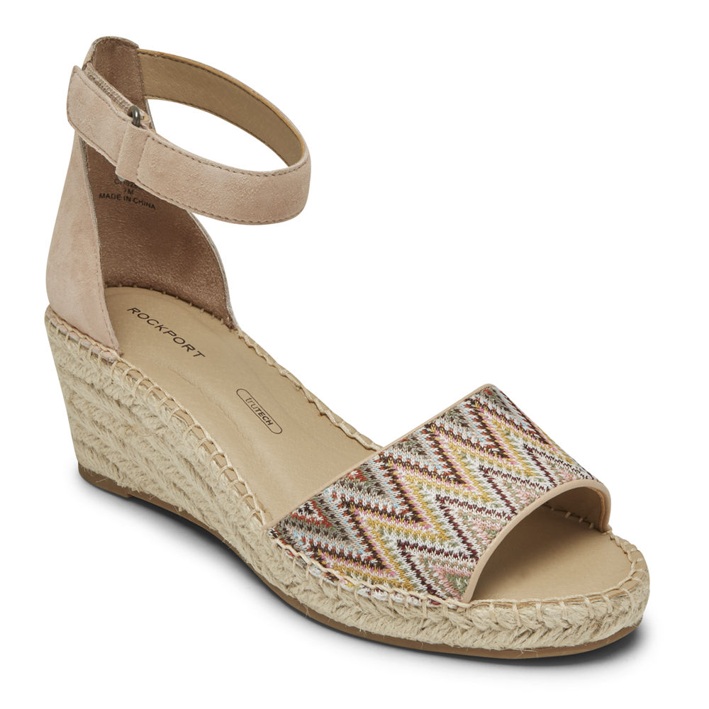 Rockport Sandaler Dame Khaki - Marah Woven Ankle Strap - MGPR16943